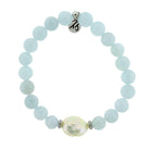 Blue Aquamarine Gemstone with Pearl Coin Stacker Bracelet