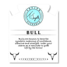 Blue Aquamarine Gemstone Bracelet with Bull Sterling Silver Charm Tiffany Jazelle