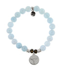 Blue Aquamarine Gemstone Bracelet with Bull Sterling Silver Charm Tiffany Jazelle