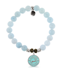 Blue Aquamarine Stone Bracelet with Cape Cod Enamel Sterling Silver Charm