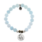 Blue Aquamarine Gemstone Bracelet with Cardinal Sterling Silver Charm Tiffany Jazelle