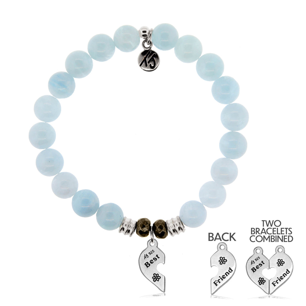 Blue Aquamarine Stone Bracelet with Forever Friends Sterling Silver Charm