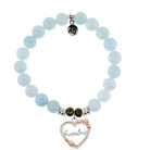 Blue Aquamarine Stone Bracelet with Heart Grandma Sterling Silver Charm