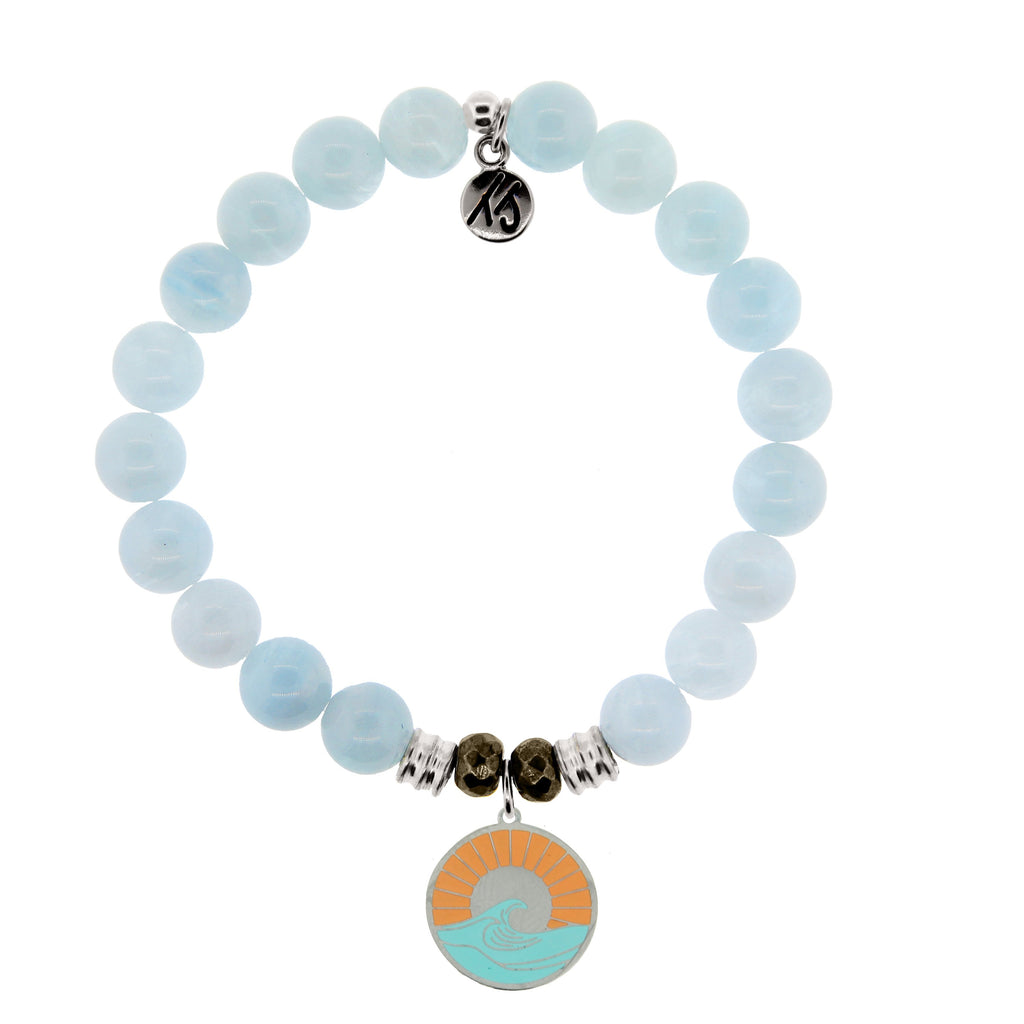 Blue Aquamarine Stone Bracelet with Paradise Sterling Silver Charm