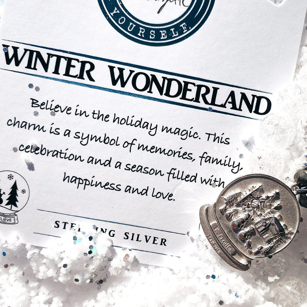 Blue Aquamarine Stone Bracelet with Winter Wonderland Sterling Silver Charm