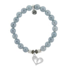 Blue Quartzite Gemstone Bracelet with Baby Feet Sterling Silver Charm Tiffany Jazelle