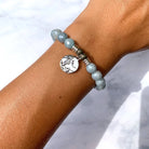 Blue Quartzite Gemstone Bracelet with Cactus Sterling Silver Charm Tiffany Jazelle