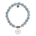 Blue Quartzite Gemstone Bracelet with Compass Rose Sterling Silver Charm Tiffany Jazelle