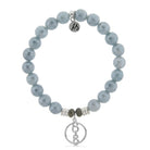 Blue Quartzite Stone Bracelet with Connection Sterling Silver Charm