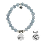 Blue Quartzite Gemstone Bracelet with Friend Sterling Silver Charm T. Jazelle