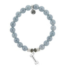 Blue Quartzite Stone Bracelet with Fur Ever Love Sterling Silver Charm