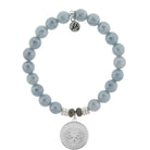 Blue Quartzite Gemstone Bracelet with Guidance Sterling Silver Charm Tiffany Jazelle