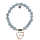 Blue Quartzite Stone Bracelet with Heart Grandma Sterling Silver Charm