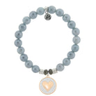 Blue Quartzite Gemstone Bracelet with Heart of Gold Sterling Silver Charm Tiffany Jazelle