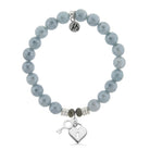 Blue Quartzite Stone Bracelet with Key to my Heart Sterling Silver Charm