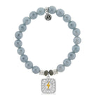 Blue Quartzite Stone Bracelet with Lightning Bolt Sterling Silver Charm