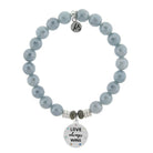 Blue Quartzite Gemstone Bracelet with Love Always Wins Sterling Silver Charm Tiffany Jazelle