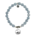 Blue Quartzite Gemstone Bracelet with Mom Hearts Sterling Silver Charm Tiffany Jazelle