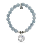 Blue Quartzite Stone Bracelet with Mother Son Sterling Silver Charm