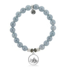 Blue Quartzite Stone Bracelet with Mountain Cutout Sterling Silver Charm