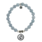 Blue Quartzite Gemstone Bracelet with Palm Tree  Sterling Silver Charm Tiffany Jazelle