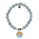 Blue Quartzite Stone Bracelet with Paradise Sterling Silver Charm