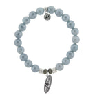 Blue Quartzite Stone Bracelet with Ride the Wave Sterling Silver Charm