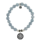 Blue Quartzite Gemstone Bracelet with Saint Christopher Sterling Silver Charm Tiffany Jazelle