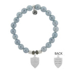 Blue Quartzite Gemstone Bracelet with Strength Shield Sterling Silver Charm Tiffany Jazelle