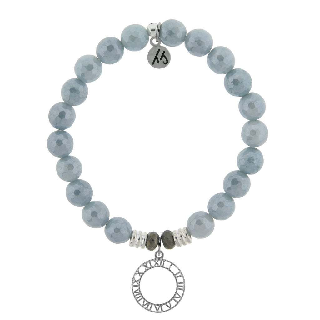 Blue Quartzite Stone Bracelet with Timeless Sterling Silver Charm
