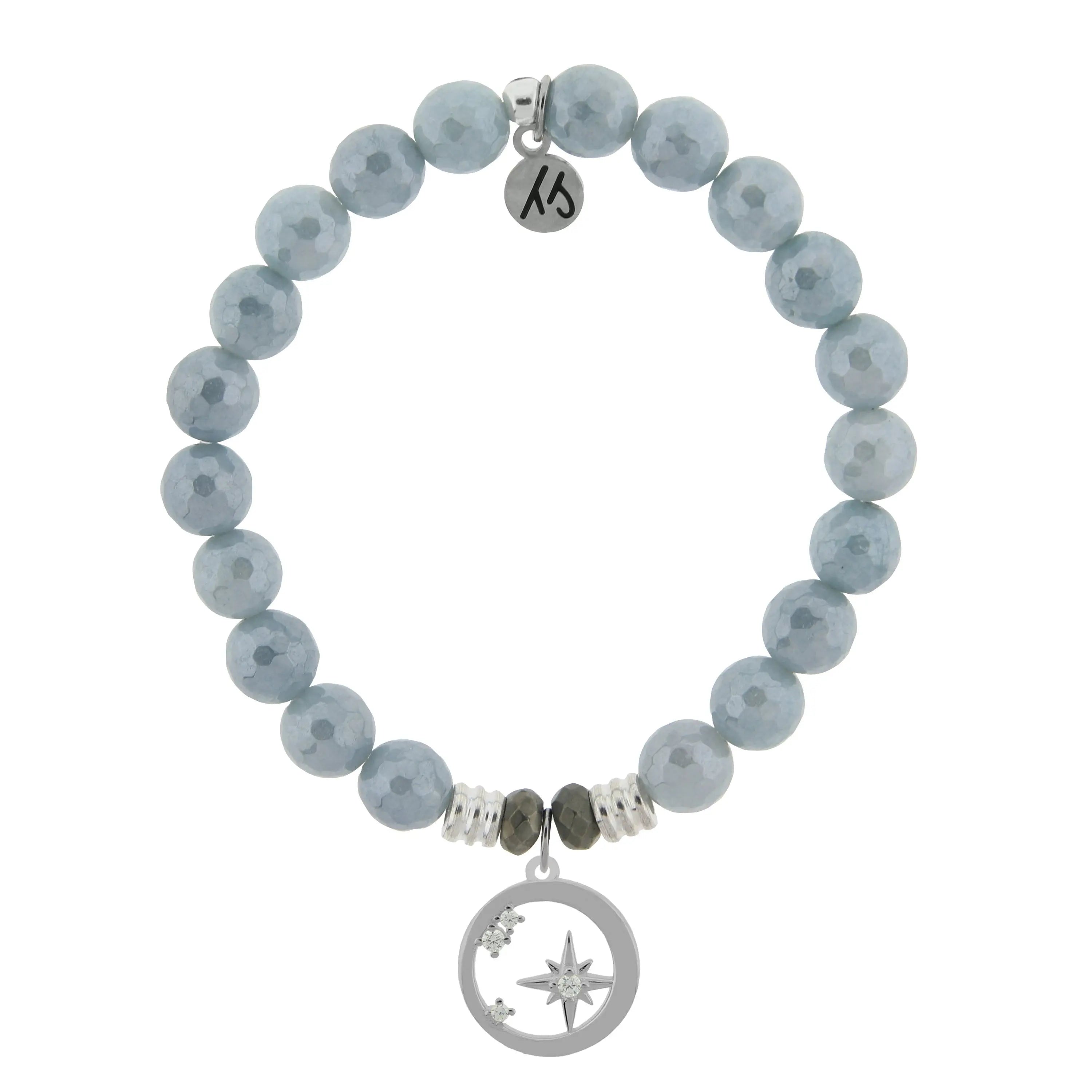 Blue Quartzite Gemstone Bracelet with What is Meant to Be Sterling Silver Charm Tiffany Jazelle