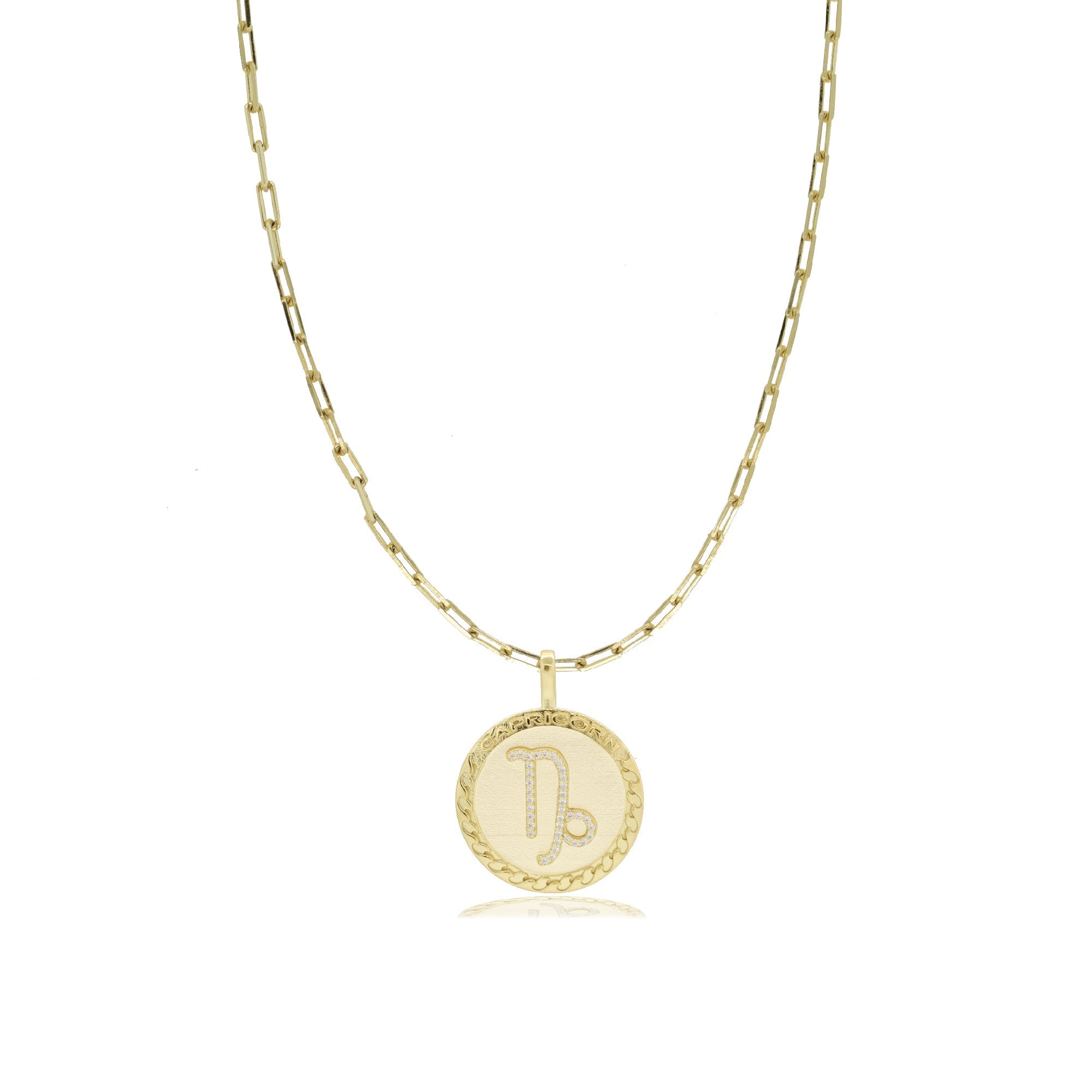 Zodiac Metal Necklace - Men's 14k Gold Capricorn the Goat Pendant