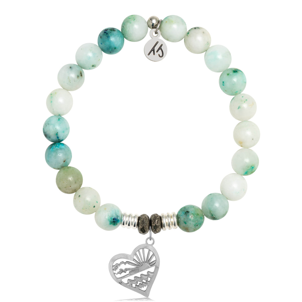 Caribbean Quartz Stone Bracelet with Seas the Day Sterling Silver Charm