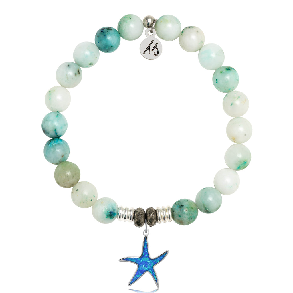 Caribbean Quartz Stone Bracelet with Star of the Sea Sterling Silver Charm