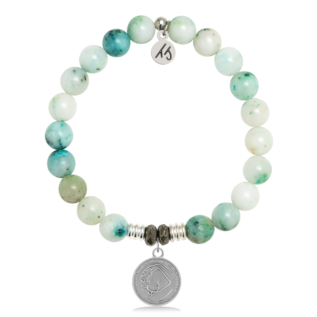 Caribbean Quartz Stone Bracelet with We Are Strong Sterling Silver Charm