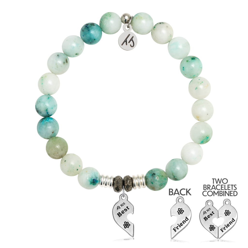 Caribbean Quartzite Stone Bracelet with Forever Friends Sterling Silver Charm