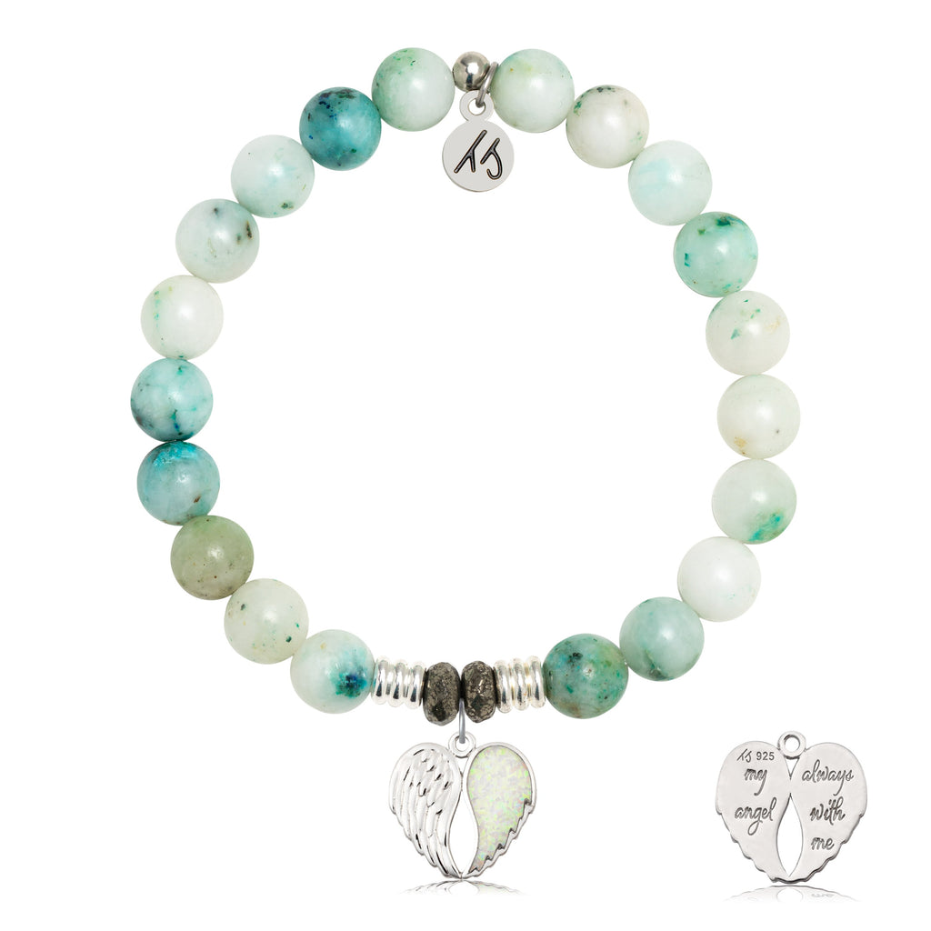Caribbean Quartzite Stone Bracelet with My Angel Sterling Silver Charm