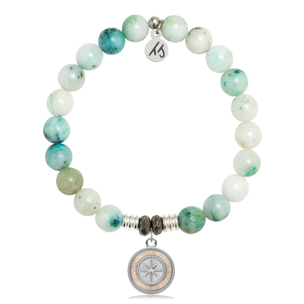 Caribbean Quartzite Stone Bracelet with North Star Sterling Silver Charm