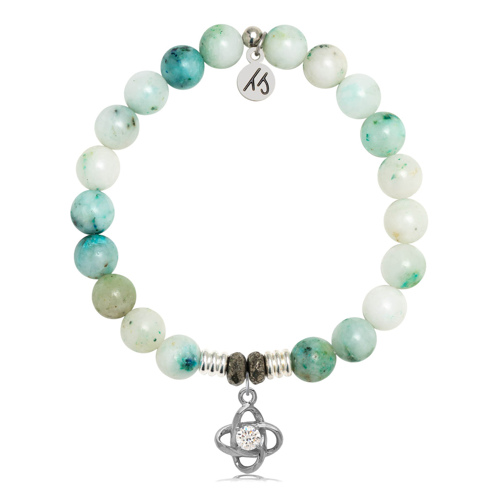 Caribbean Quartzite Stone Bracelet with Stronger Together Sterling Silver Charm