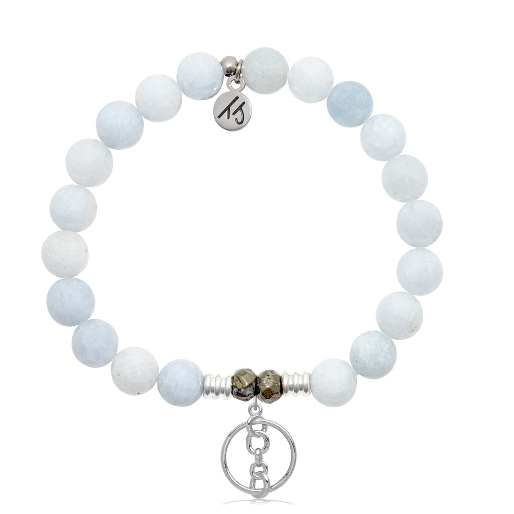 Celestine Stone Bracelet with Connection Sterling Silver Charm