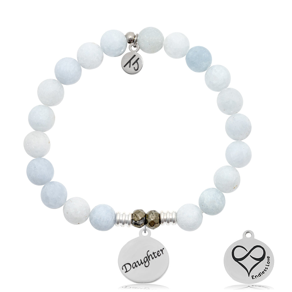 Celestine Stone Bracelet with Daughter Sterling Silver Charm