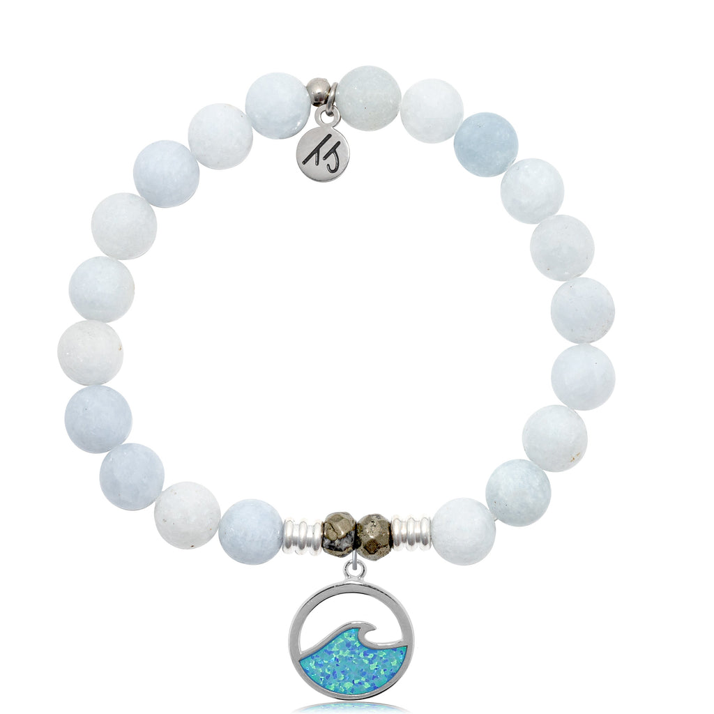 Celestine Stone Bracelet with Deep as the Ocean Sterling Silver Charm