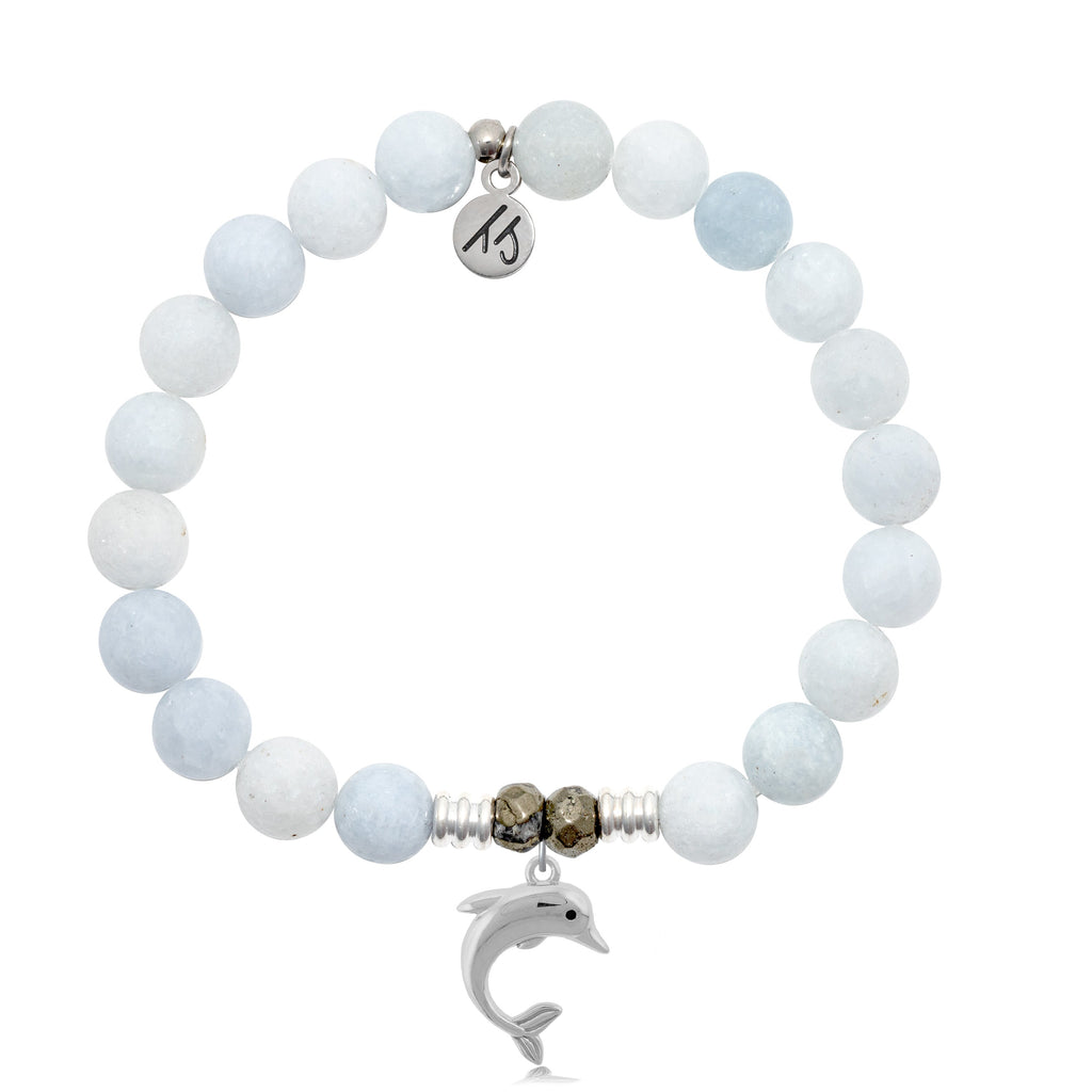 Celestine Stone Bracelet with Dolphin Sterling Silver Charm
