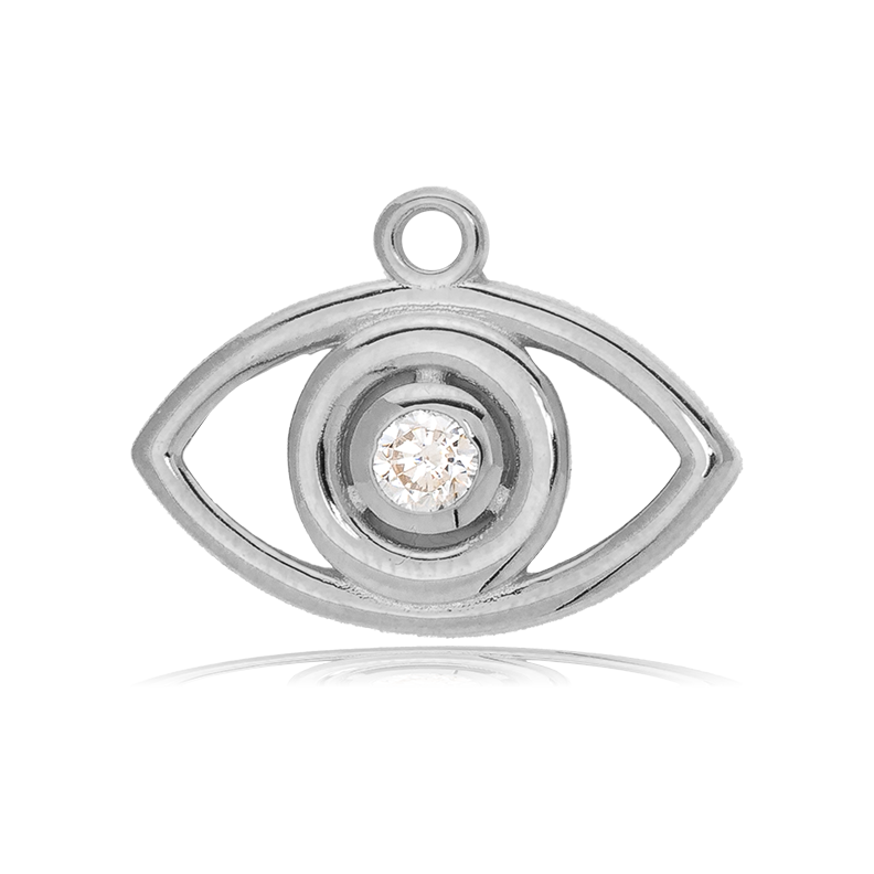 Celestine Stone Bracelet with Evil Eye Sterling Silver Charm