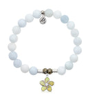 Celestine Stone Bracelet with Flower of Positivity Sterling Silver Charm