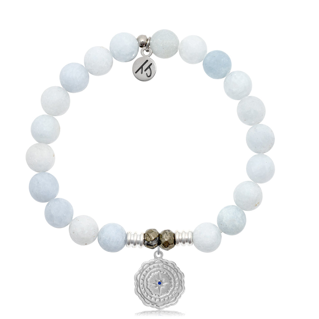 Celestine Stone Bracelet with Healing Sterling Silver Charm