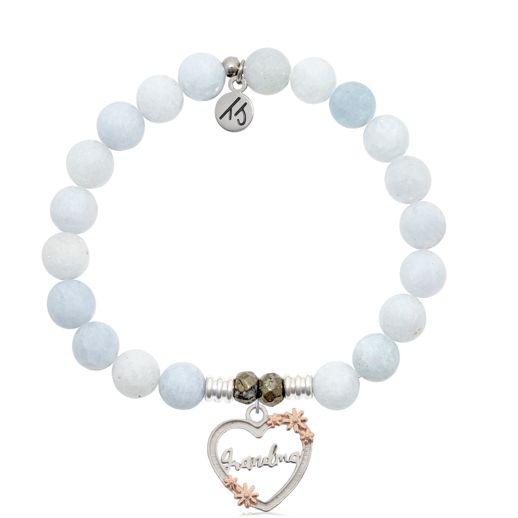 Celestine Stone Bracelet with Heart Grandma Sterling Silver Charm