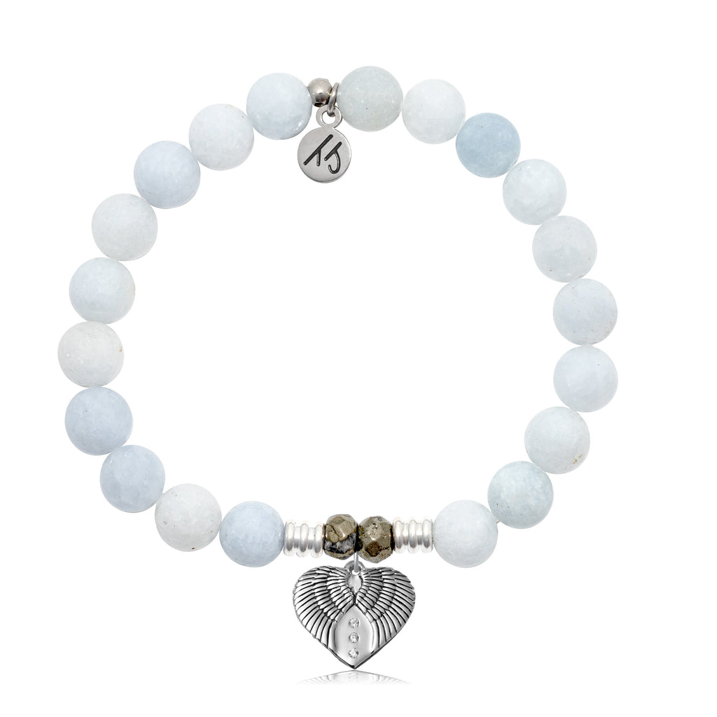 Celestine Stone Bracelet with Heart of Angels Sterling Silver Charm