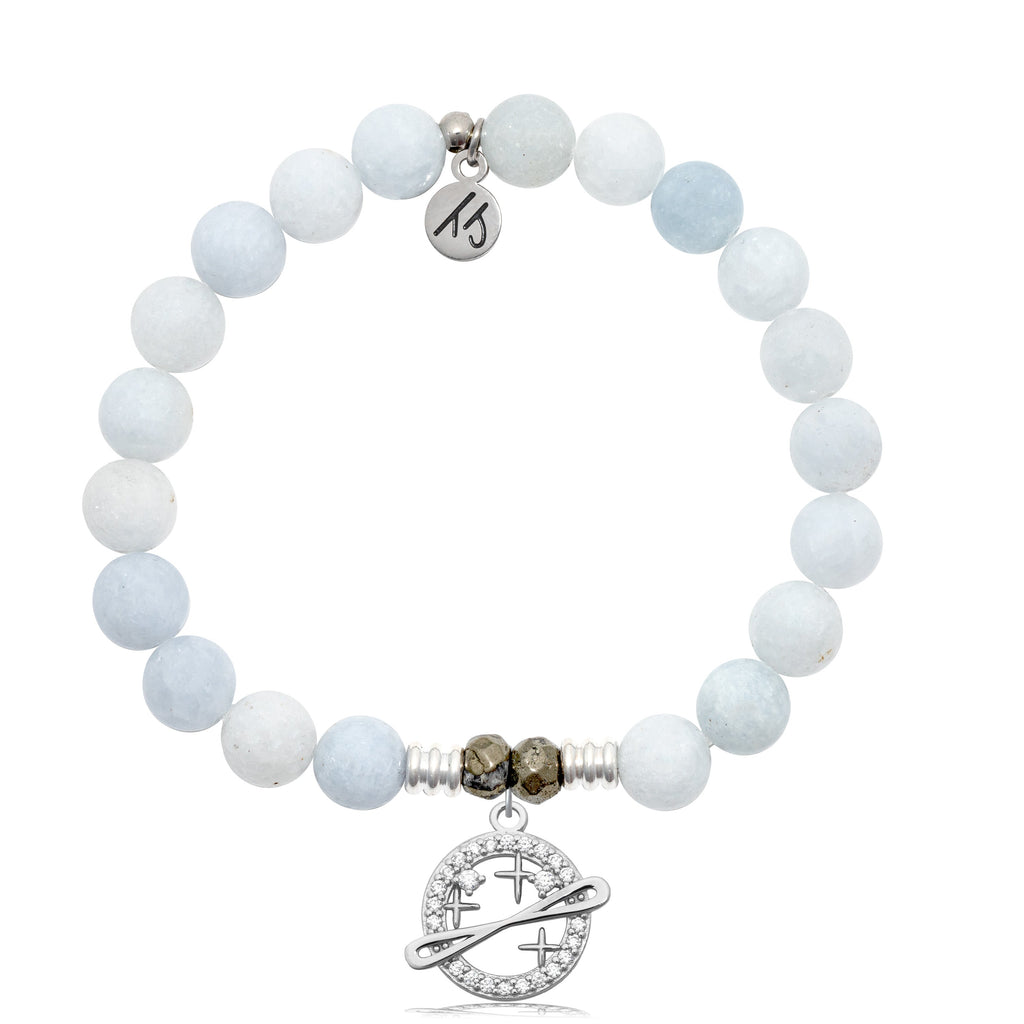 Celestine Stone Bracelet with Infinity and Beyond Sterling Silver Charm
