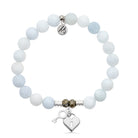 Celestine Stone Bracelet with Key to my Heart Sterling Silver Charm